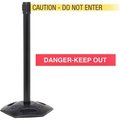 Queue Solutions WeatherMaster Xtra Retractable Belt Barrier, 40in Black Post, 11' Red inDanger-Keep Outin Belt WMR250XB-RWD110
